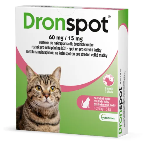 VETOQUINOL Dronspot krople dla kotów od 2,5kg do 5kg