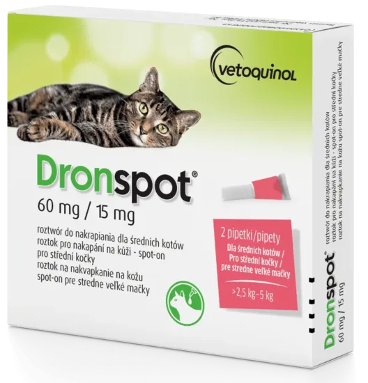 Dronspot 60mg/15mg krople dla kotów od 2.5kg do 5kg