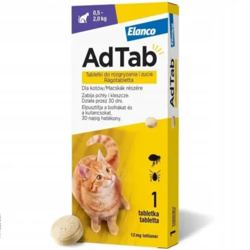 ADTAB Cat tabletki na kleszcze i pchły 12mg - skuteczna ochrona dla Twojego kota.