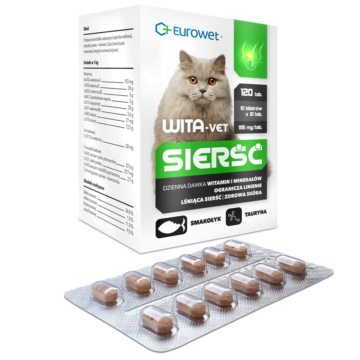 EUROWET Wita-Vet SIERŚĆ 120 tabletek dla kota