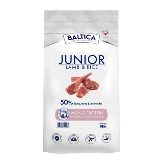 BALTICA Karma z jagnięciną i ryżem Junior rasy duże 6kg