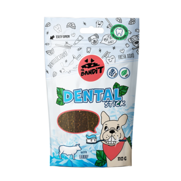 MR. BANDIT Dental Sticks przysmak z wołowiną dla psa 110g