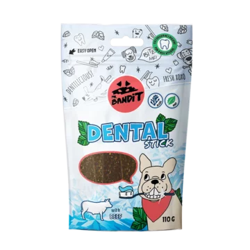 MR. BANDIT Dental Sticks przysmak z wołowiną dla psa 110g