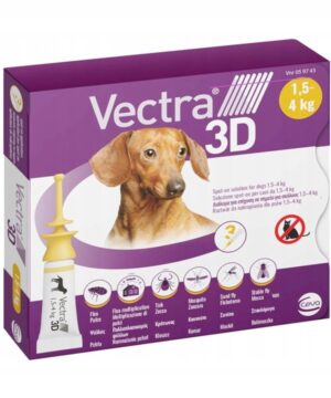 VECTRA 3D Roztwór dla psów 1,5-4kg na pchły i kleszcze