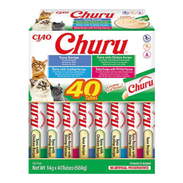 INABA CAT Churu mix z tuńczykiem i owocami morza 40x14g