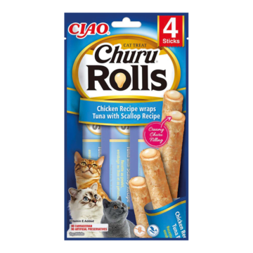 INABA CAT Churu Rolls kurczak z tuńczykiem i małżą