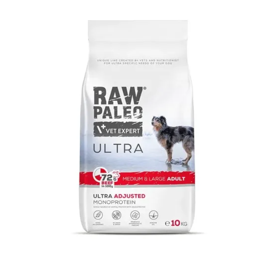 RAW PALEO Ultra Beef Medium Large Adult 10kg z wołowiną dla psów dorosłych ras średnich i dużych