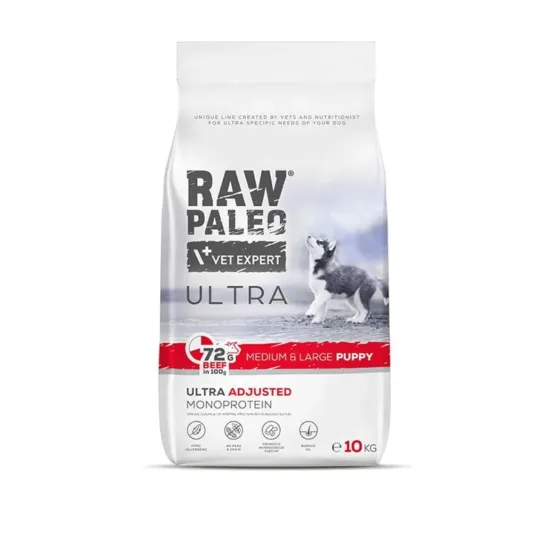 RAW PALEO Ultra Beef Medium Large Puppy 10kg z wołowiną dla szczeniąt ras średnich i dużych