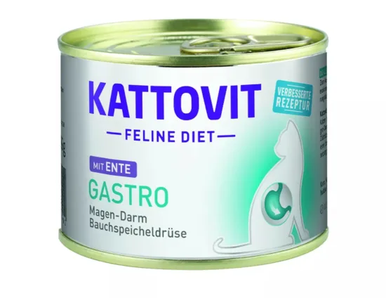 KATTOVIT Gastro kaczka 185g dla kotów cierpiących na schorzenia układu pokarmowego