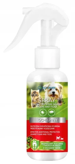 EUROWET Spray ochronny 100ml przeciw pchłom i kleszczom z olejkiem neem