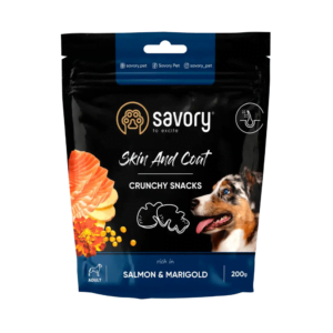 Savory Dog Crunchy Snacks Skin Coat Salmon Marigold 200g