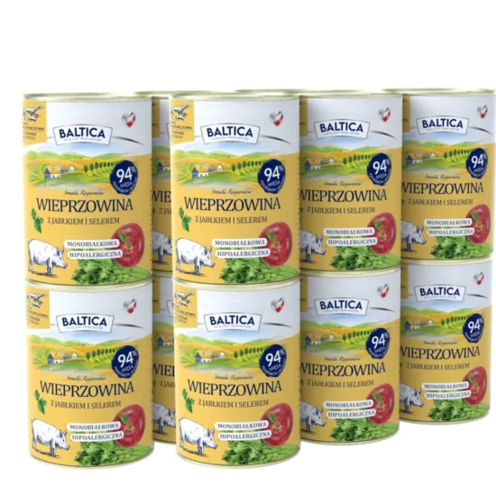 BALTICA Karma mokra wieprzowina z jabłkiem 12x400g