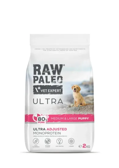 RAW PALEO Ultra Pork Medium Large Puppy 2kg z wieprzowiną dla szczeniąt ras średnich i dużych