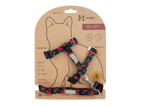 AMIPLAY Szelki plus smycz dla kota BeHappy S Cherry
