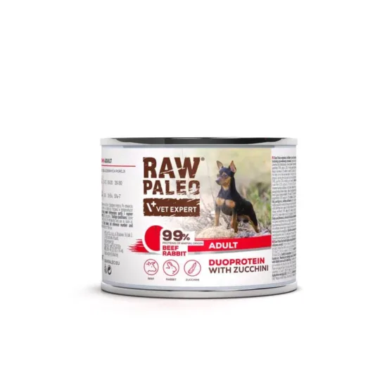 RAW PALEO Beef Rabbit Adult 200g mokra karma dla psów dorosłych duoproteina wołowina z królikiem
