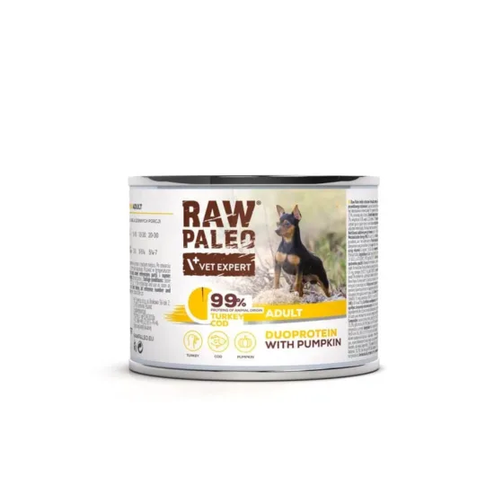 RAW PALEO Turkey Cod Adult 200g mokra karma dla psów dorosłych duoproteina indyk z dorszem