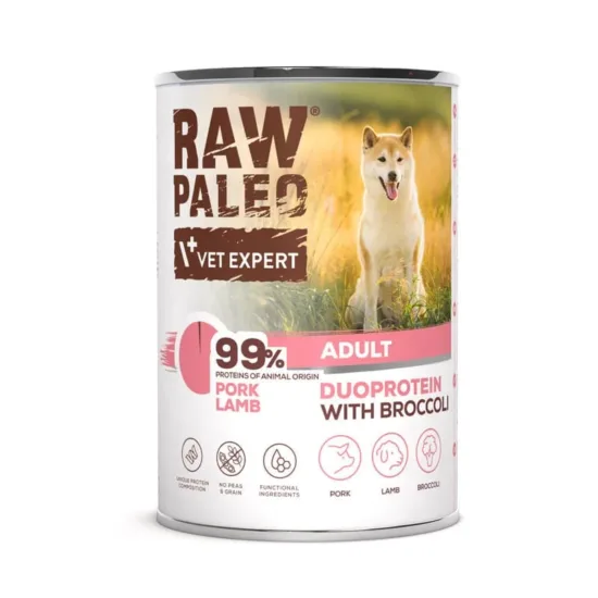 RAW PALEO Pork Lamb Adult 400g mokra karma dla psów dorosłych duoproteina wieprzowina z jagnięciną