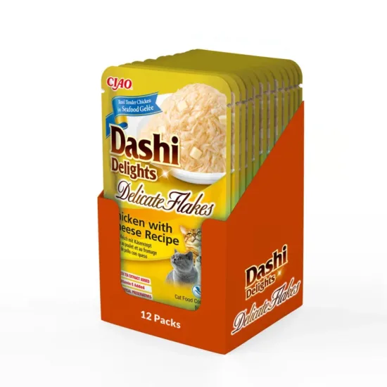 INABA CAT Dashi Delights Flakes Chicken Cheese 12x40g