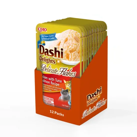 INABA CAT Dashi Delights Flakes Chicken Tuna Salmon 12x40g
