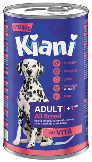 KIANI Dog Adult All Breed Beef 1240g mokra karma z wołowiną dla psów dorosłych