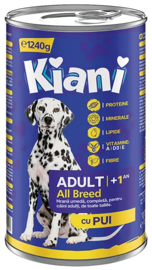 KIANI Dog Adult All Breed Chicken 1240g mokra karma z kurczakiem dla psów dorosłych