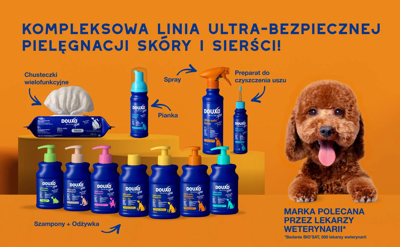 DOUXO Skin & Coat SPA 2in1 Detangling 250ml ultrabezpieczny szampon 2w1 z odżywką dla psów