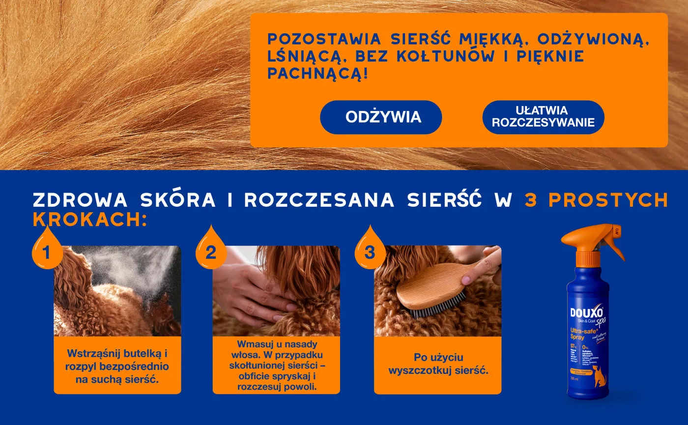 DOUXO Skin & Coat SPA Detangling 295ml ultrabezpieczny spray ułatwiający rozczesywanie dla psów
