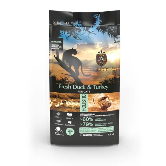 AMBROSIA Light Świeża kaczka i indyk 1,5kg
