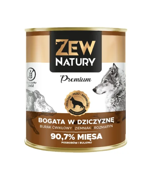 ZEW NATURY Premium Karma mokra bogata w dziczyznę 800g dla psów dorosłych