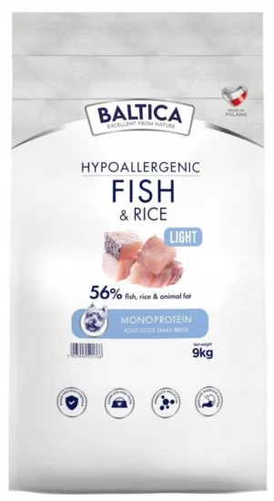 BALTICA NUTRACEUTIC Hypoallergenic Fish & Rice Light M 9kg
