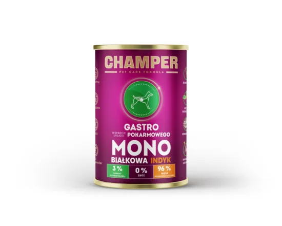 CHAMPER Gastro Monobiałkowa Indyk 400g karma mokra dla psów dorosłych