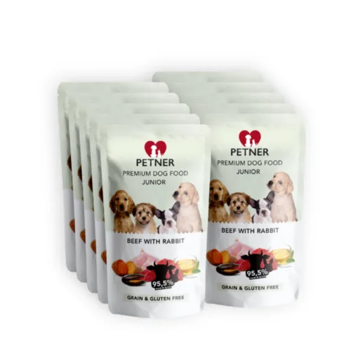 PETNER Junior wołowina z królikiem 10x500g karma mokra dla szczeniąt