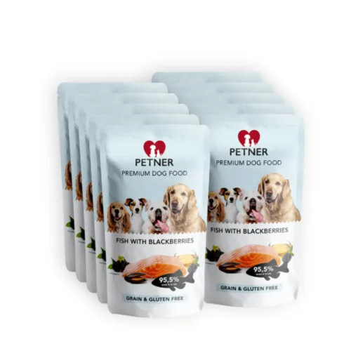 PETNER Ryba z jeżynami 10x470g karma mokra dla psów dorosłych