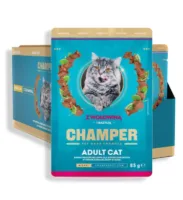 CHAMPER Kot z wołowiną i bazylią w sosie 12x85g karma mokra dla kotów dorosłych