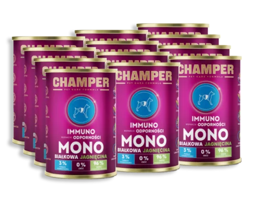 CHAMPER Immuno Monobiałkowa Jagnięcina 12x400g karma mokra dla psów dorosłych