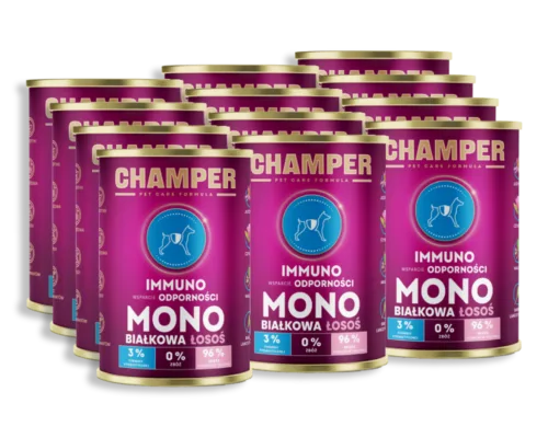CHAMPER Immuno Monobiałkowa Łosoś 12x400g karma mokra dla psów dorosłych