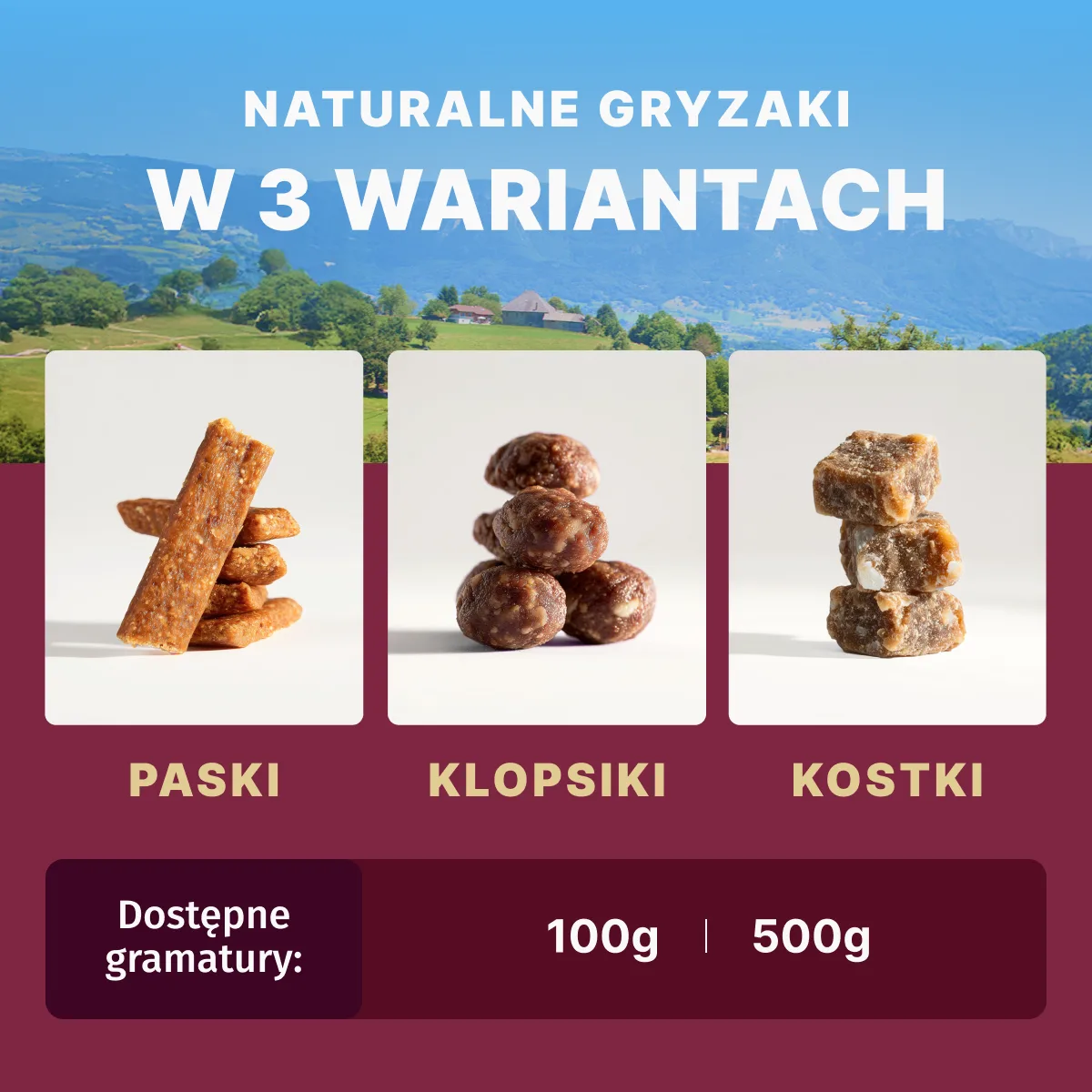 GUDI Paski mięsne Indyk 100g naturalne przysmaki dla psa