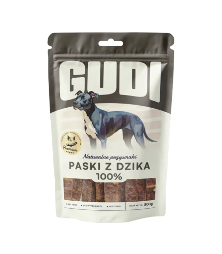 GUDI Paski mięsne Dzik 100g naturalne przysmaki dla psa