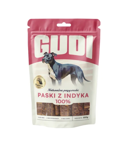 GUDI Paski mięsne Indyk 100g naturalne przysmaki dla psa
