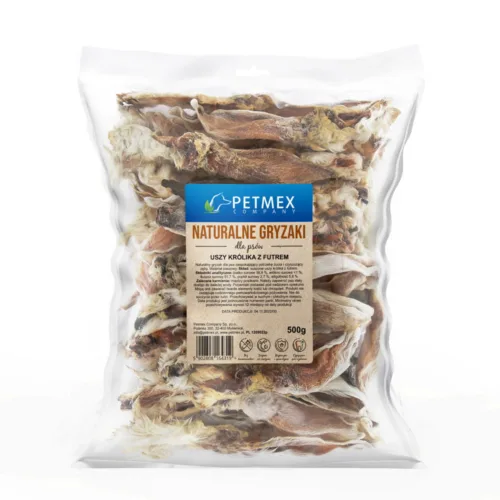 Petmex Uszy Królika z futrem 500g