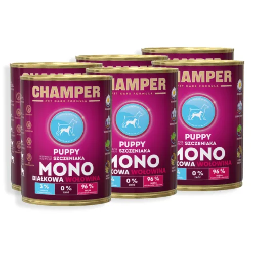 CHAMPER Puppy Monobiałkowa Wołowina 6x400g karma mokra dla szczeniąt