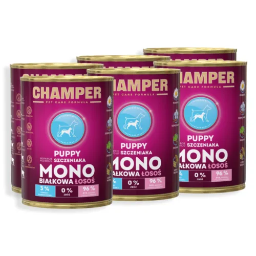 CHAMPER Puppy Monobiałkowa Łosoś 6x400g karma mokra dla szczeniąt