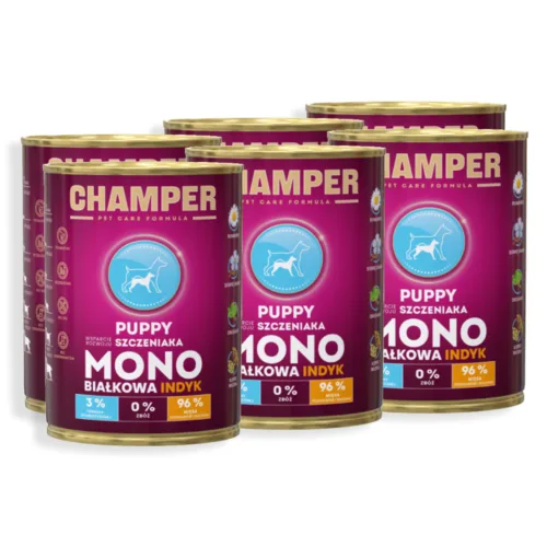 CHAMPER Puppy Monobiałkowa Indyk 6x400g karma mokra dla szczeniąt