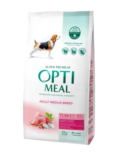OptiMeal Premium Indyk M 1,5kg sucha karma dla psów średnich ras
