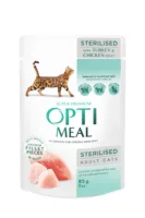 OptiMeal Premium Sterilised Indyk i Kurczak 85g mokra karma dla kotów
