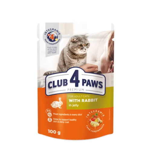 Club4Paws Premium z królikiem w galaretce 100g mokra karma dla kotów dorosłych