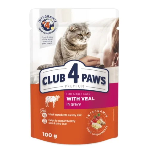 Club4Paws Premium z cielęciną w sosie 100g mokra karma dla kotów dorosłych