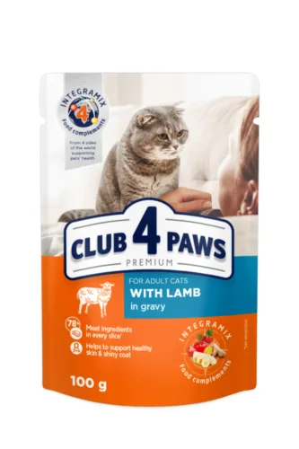 Club4Paws Premium z jagnięciną w sosie 100g mokra karma dla kotów dorosłych