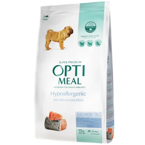 OptiMeal Premium Hypoallergic Łosoś 12kg sucha karma dla psów średnich i dużych ras