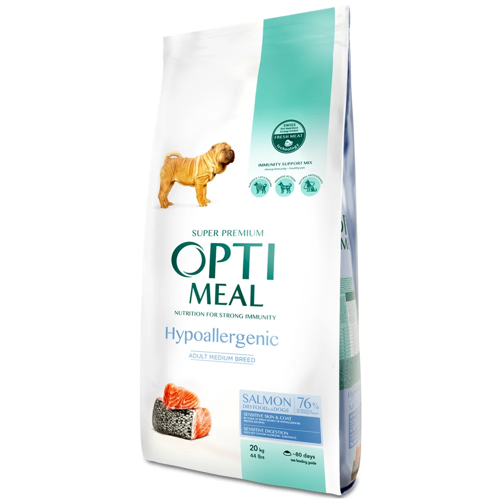 OptiMeal Premium Hypoallergic Łosoś 20kg sucha karma dla psów średnich i dużych ras